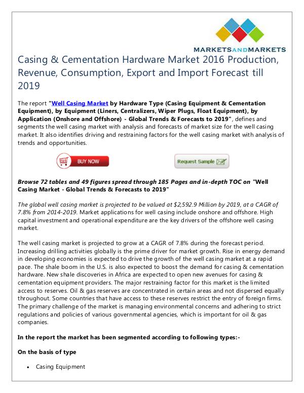 Energy and Power Casing & Cementation Hardware Market