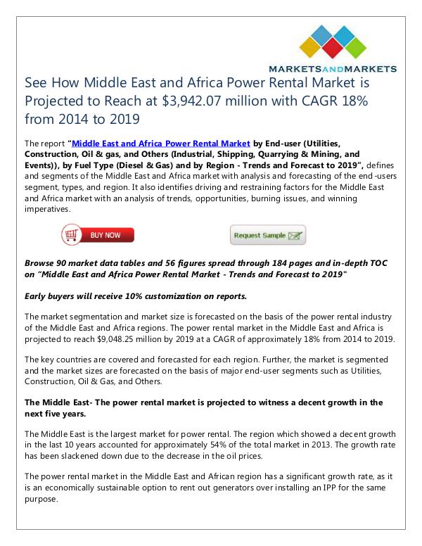 Energy and Power Middle East and Africa Power Rental Market