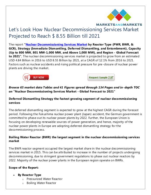 Energy and Power Nuclear Decommissioning Services Market