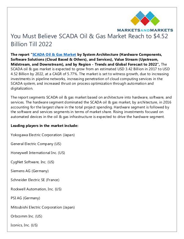 Energy and Power SCADA Oil & Gas Market