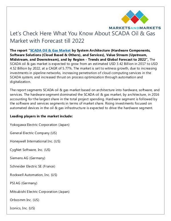 Energy and Power SCADA Oil & Gas Market