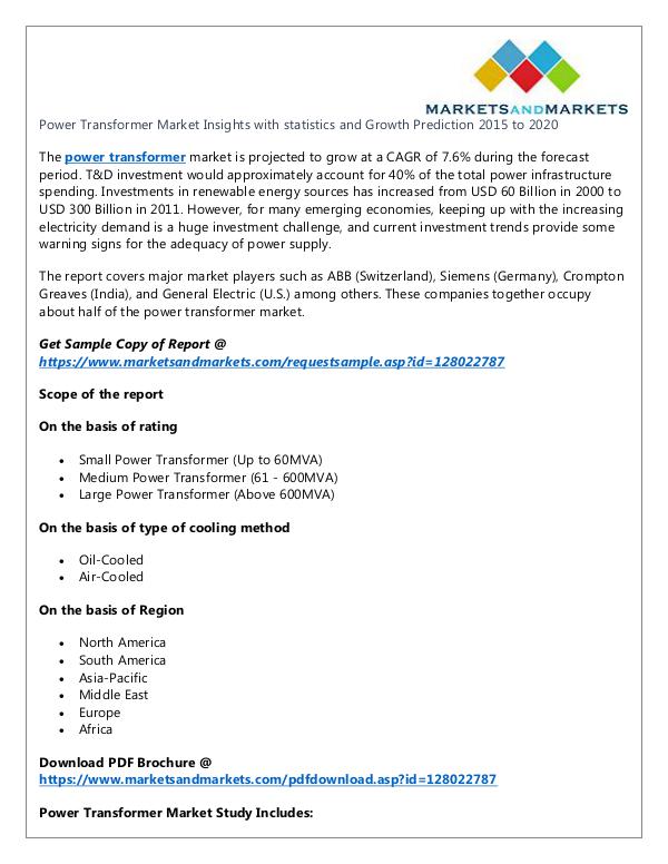 Energy and Power Power Transformer Market