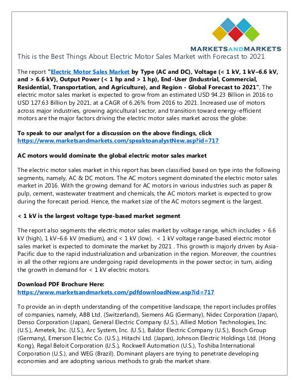 Electric Motor Sales Market