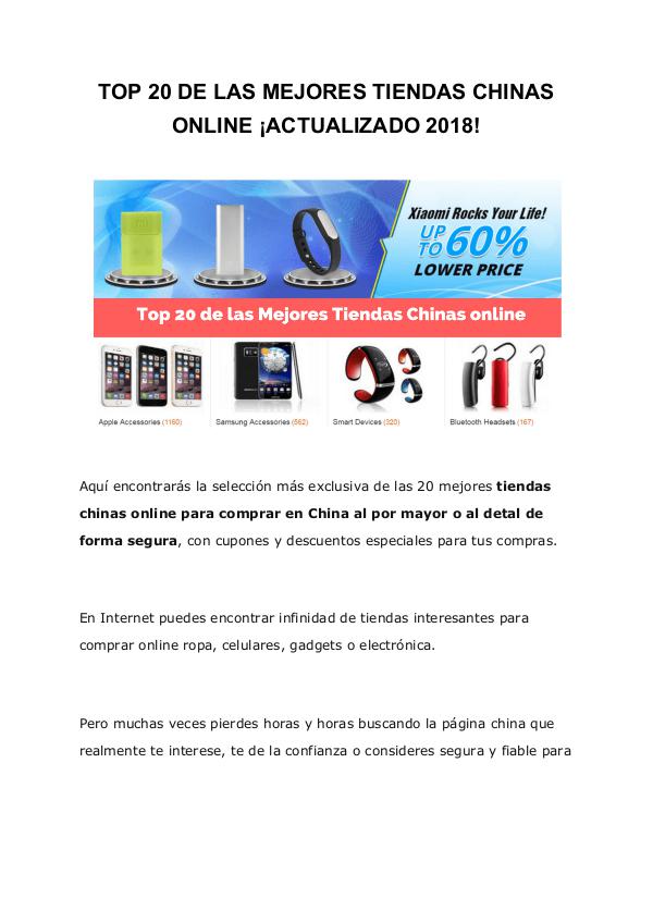 Tiendas Chinas Online TIENDAS CHINAS ONLINE ¡ACTUALIZADO 2018!