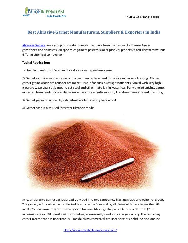 Best Abrasive Garnet Manufacturers, Suppliers & Exporters in India Best Abrasive Garnet Manufacturers, Suppliers & Ex