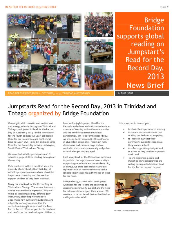 Newsletter Read for the Record 2013