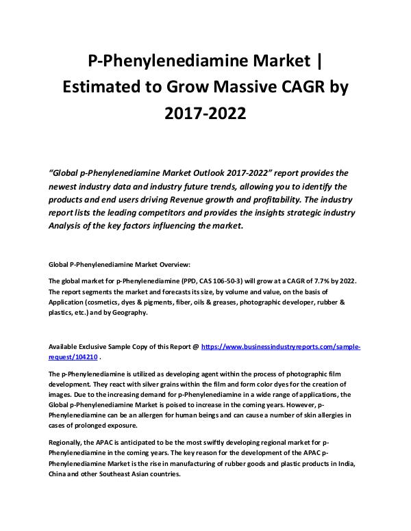 P-Phenylenediamine Market outlook by 2018-2022