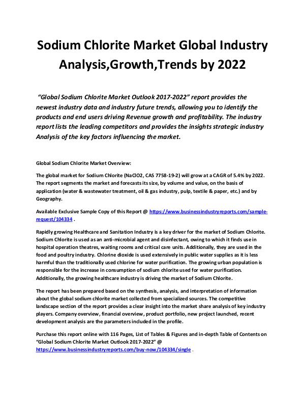 Sodium Chlorite Market Global Industry Analysis