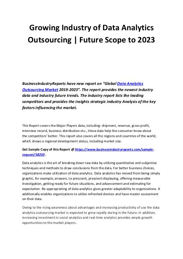 Data Analytics Outsourcing market 2019