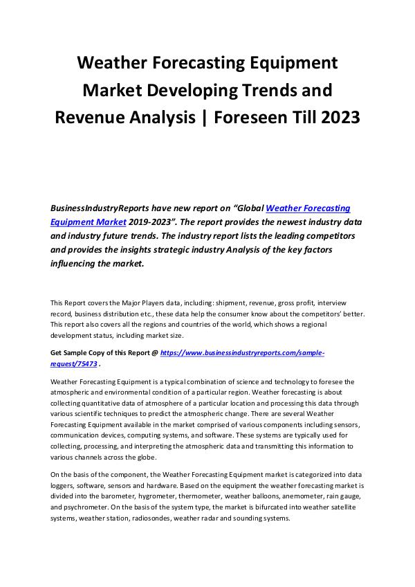 Weather Forecasting Equipment Market