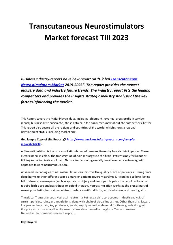 Transcutaneous Neurostimulators Market