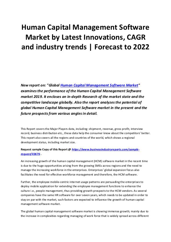 Human Capital Management Software Market 2019