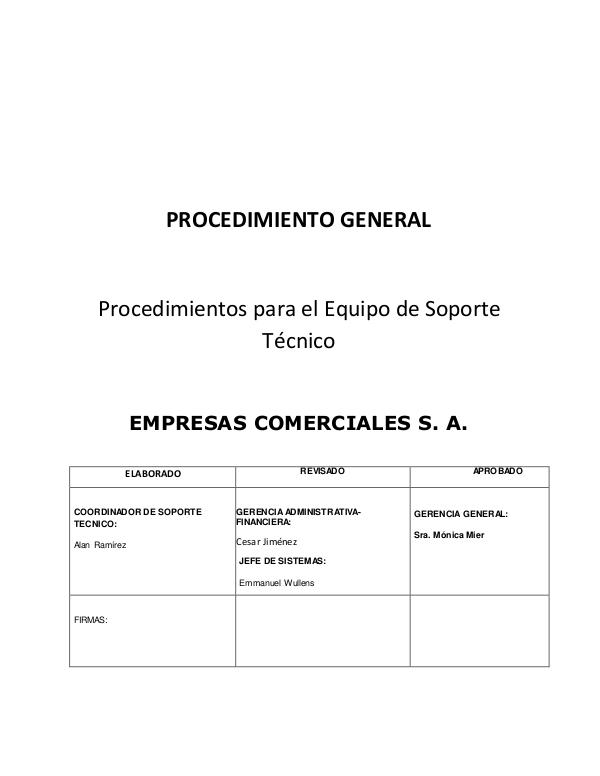 Políticas de TI Procedimientos del Equipo de Soporte Técnico-rAR-2