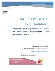 Anteproyecto de Investigación, Nutrición Aplicada UnADM