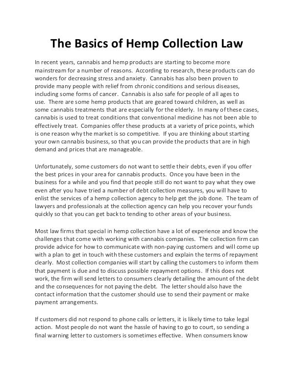 The Basics of Hemp Collection Law