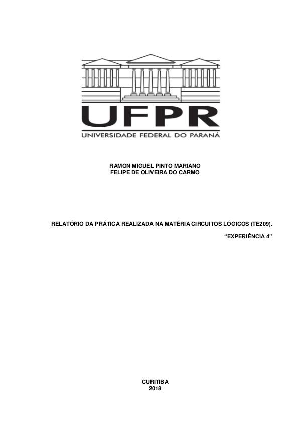 Circuitos lógicos (TE209), Curso de Engenharia Elétrica UFPR. RELÁTORIO_4