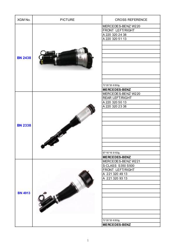 Air Suspension Strut Catalog- Zheng Yang Auto Parts 02. CATALOG FOR AIR SUS AND AIR BAG