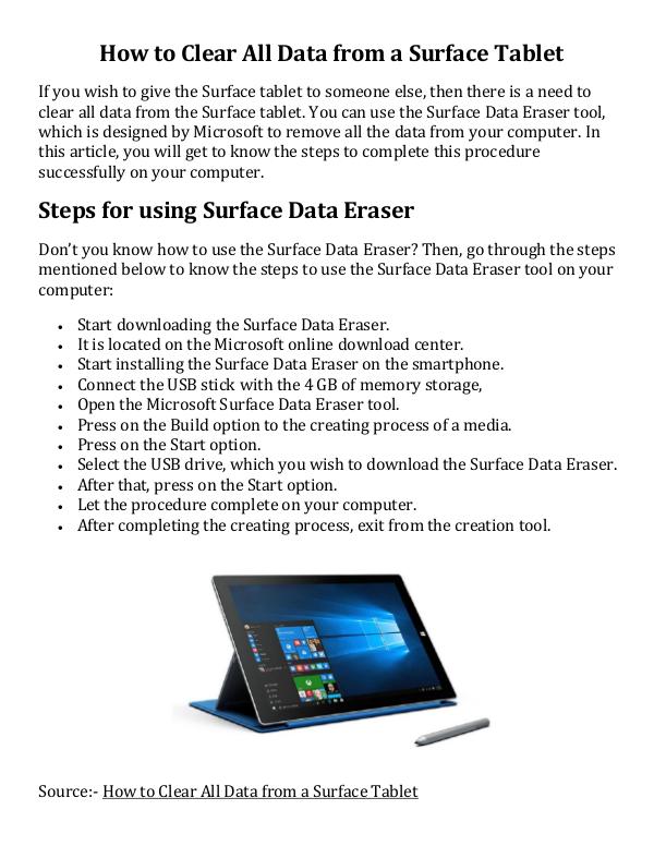 How to Clear All Data from a Surface Tablet