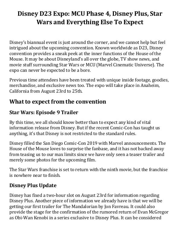 Disney D23 Expo MCU Phase 4, Disney Plus, Star War