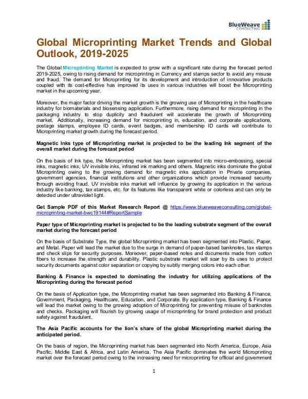 Global Microprinting Market | 2019 Microprinting Market