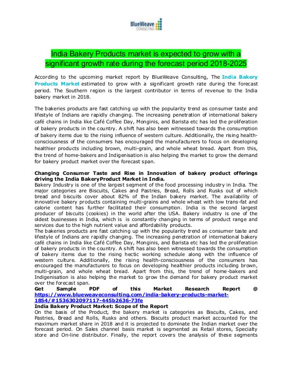 India Bakery Products market Outlook 2028-2025 India Bakery Products Market