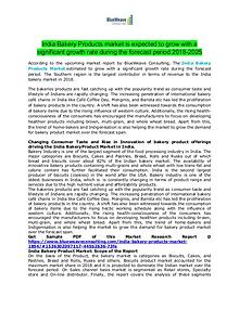 India Bakery Products market Outlook 2028-2025