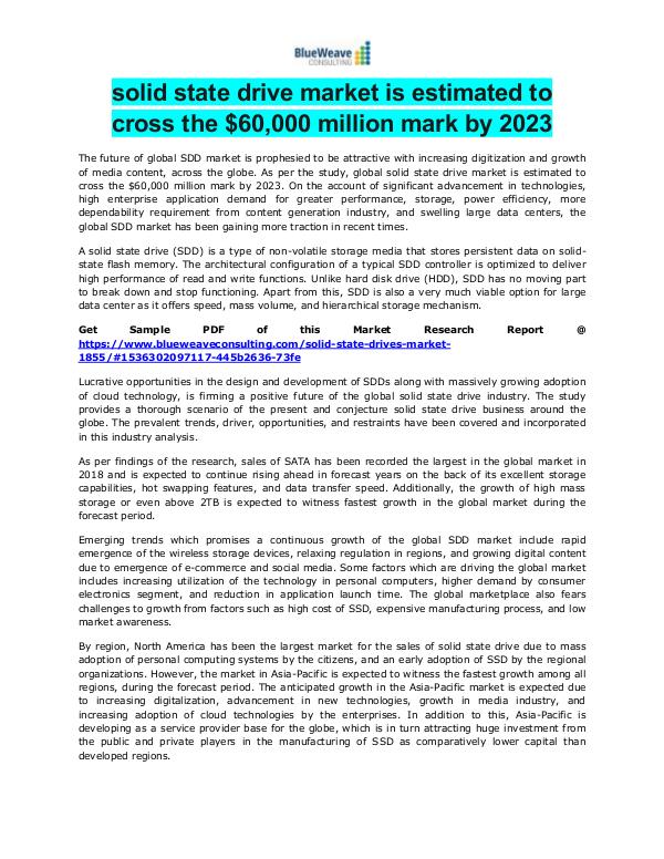 solid state drive market is estimated to cross the $60,000 million Solid State Drives Market