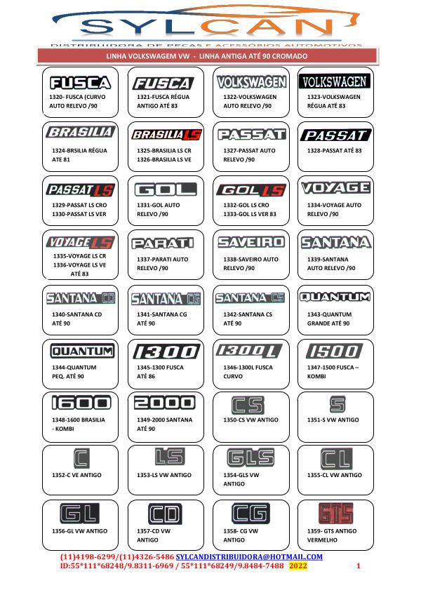 Catálogo de Acessórios e de Emblemas CATALOGO EMBLEMAS S Y L C A N 2024