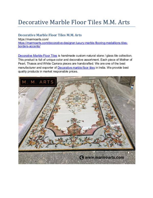 Decorative Marble Floor Tiles M.M. Arts Decorative Marble Floor Tiles M.M. Arts