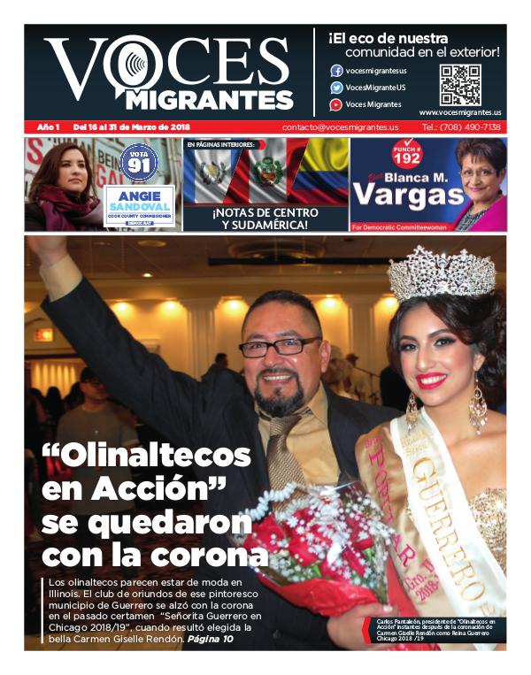 VOCES MIGRANTES EDICIÓN No. 1 VOCES MIGRANTES PUBLICACION IMPRESA EDICION 1