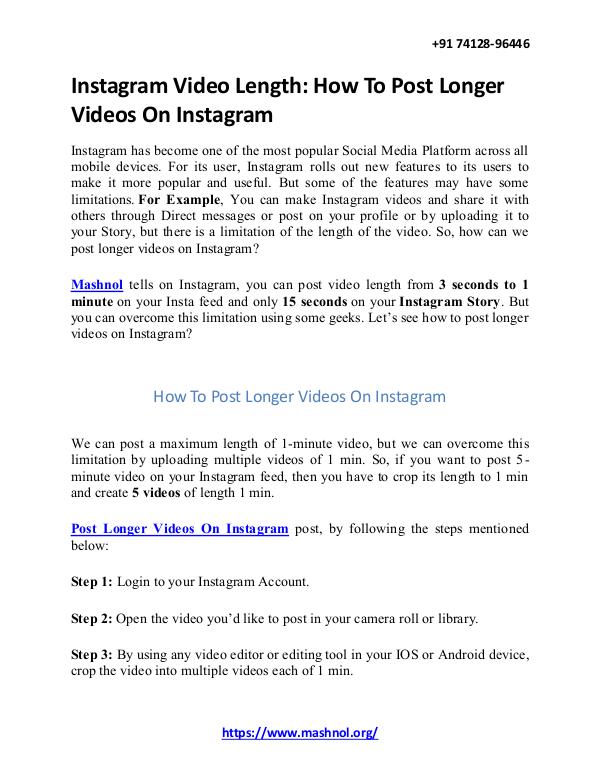 How To Remove Mobile Number From Instagram Account Instagram Video Length: How To Post Longer Videos