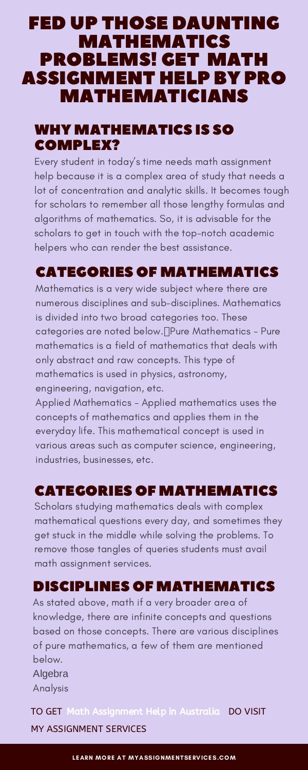 Math Assignment Help in Australia