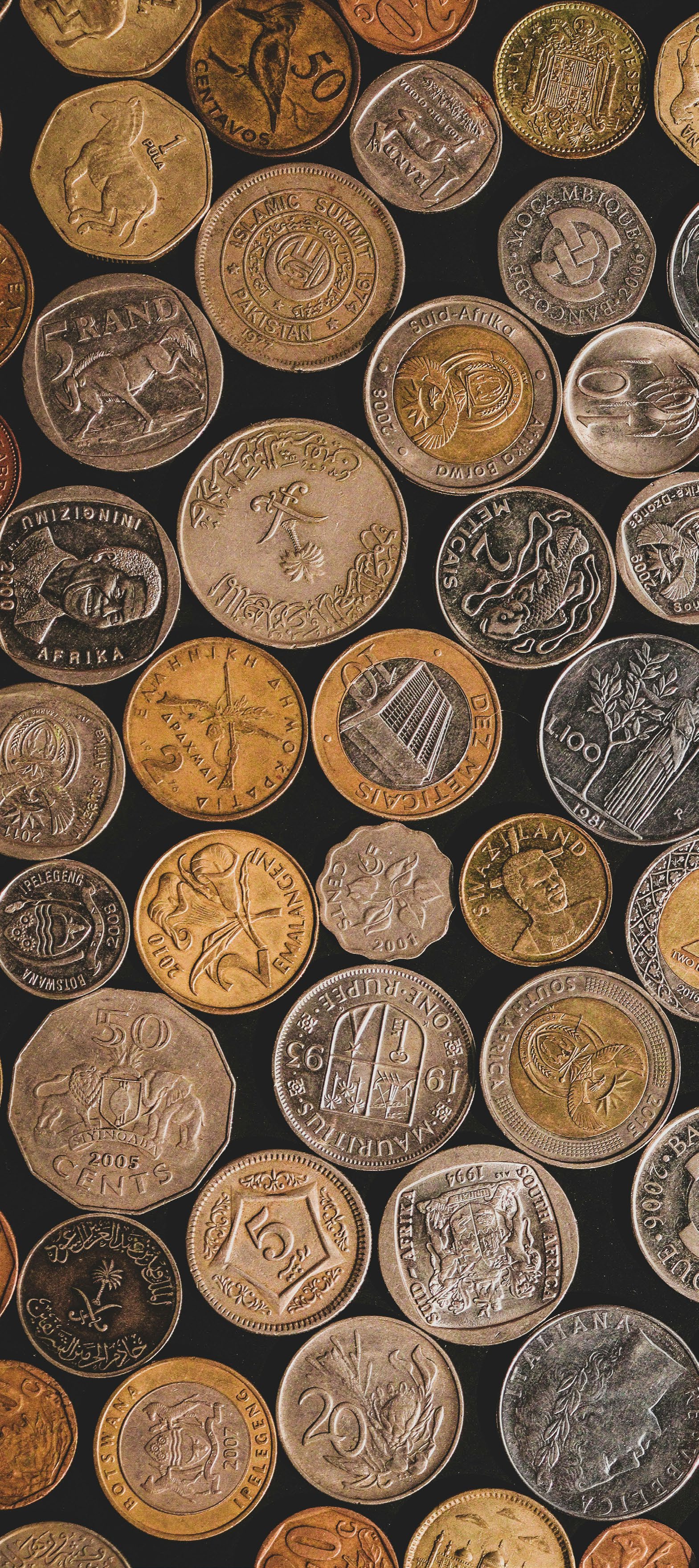 Collage of various international coins