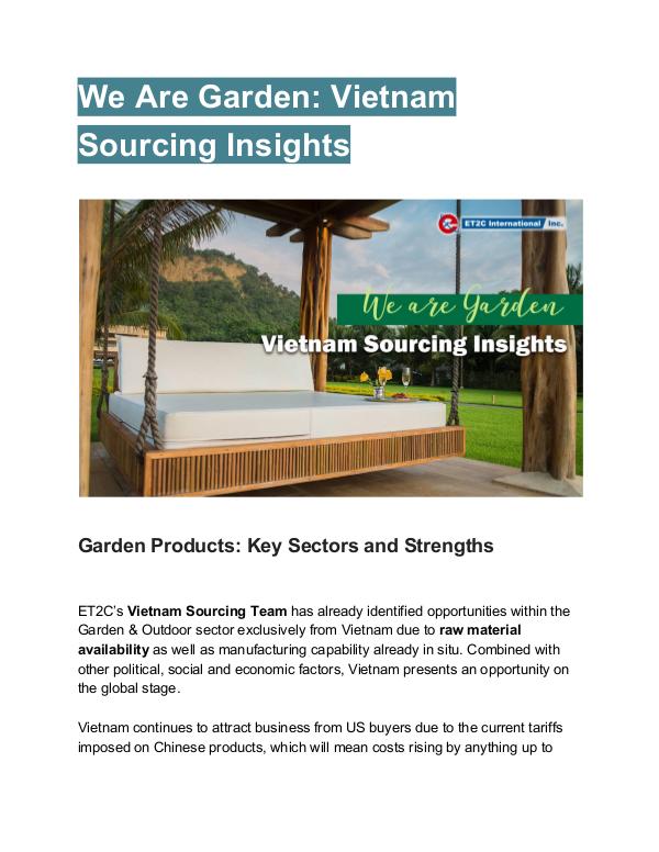 We Are Garden: Vietnam Sourcing Insights