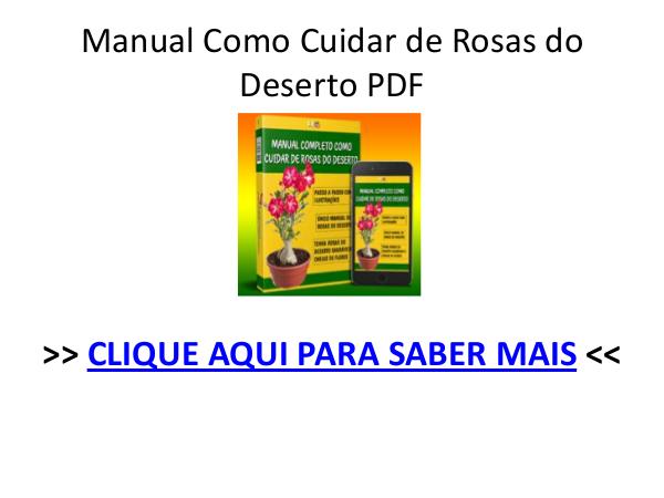 Manual Como Cuidar de Rosas do Deserto PDF GRATIS DOWNLOAD