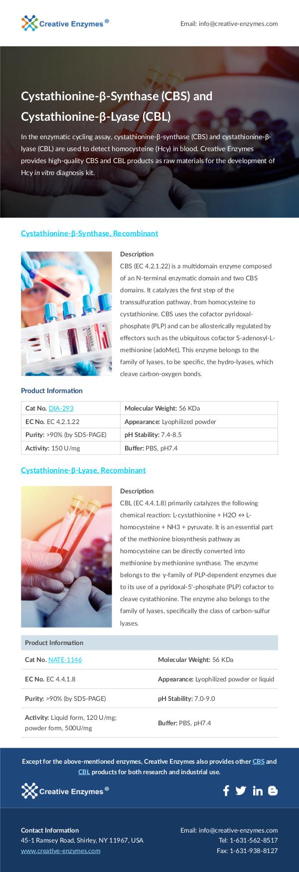 Cystathionine Synthase (CBS) and Cystathionine Lya
