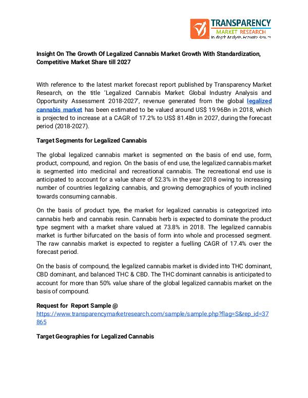 Insight On The Growth Of Legalized Cannabis Market Growth With Standa Legalized Cannabis Market