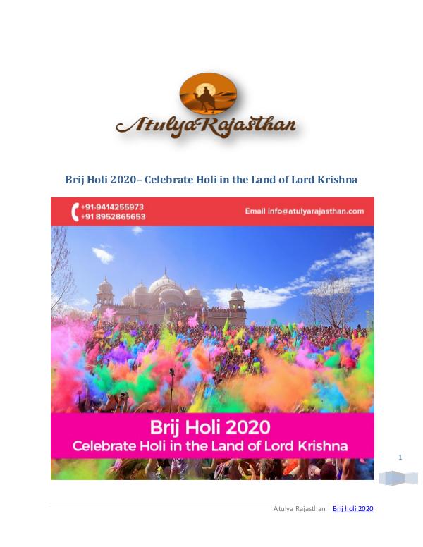 Brij Holi 2020 | Enjoy Grand Holi Revelries with loved ones Brij holi 2020