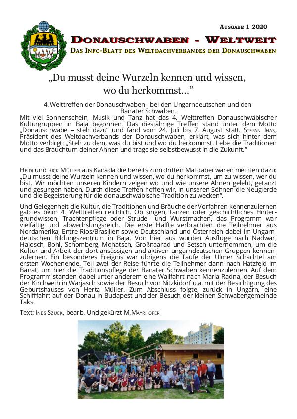 INFO - BLATT DONAUSCHWABEN WELTWEIT 2020-01 WDV INFO BLATT 2020-01