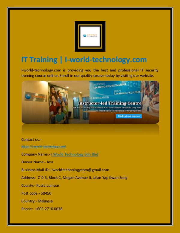 IT Training | I-world-technology.com IT Training