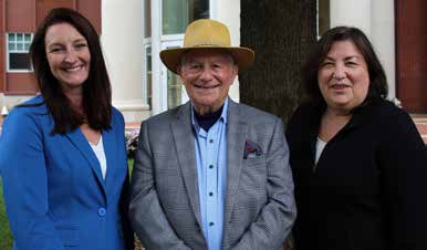 Katie Cunningham, assistant director; Stan Greenspon, benefactor; and Judy LaPietra, director of the Greenspon Holocaust Education Center
