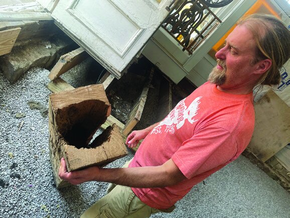 Lance Miller with beam