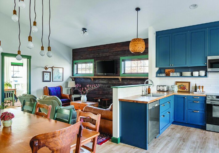 Barn Burner west unit’s dining/kitchen/living area.