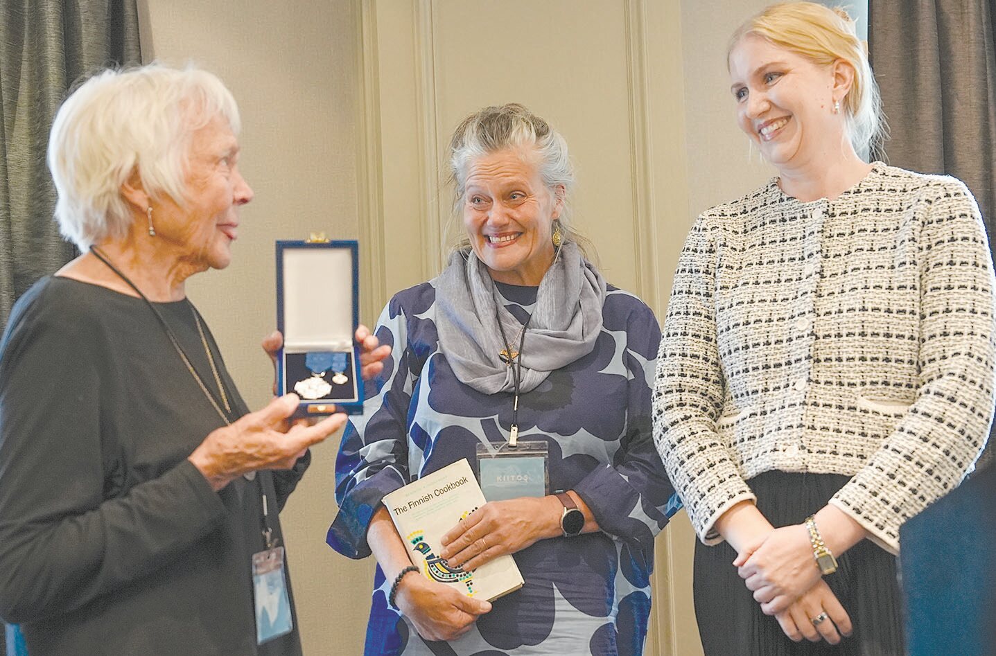 Beatrice Ojakangas being named a Knight of the Order of the White Rose