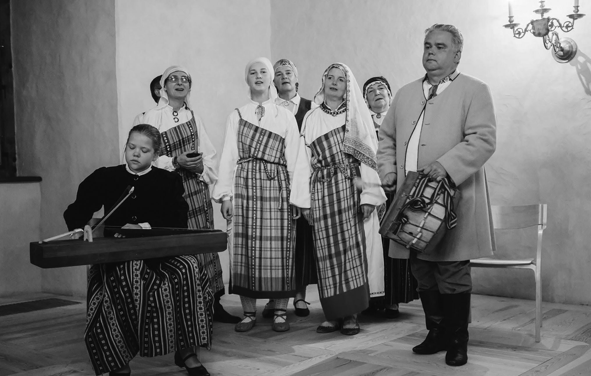Kreevin reenactor group TĪRUMS singing in Bauska, Latvia
