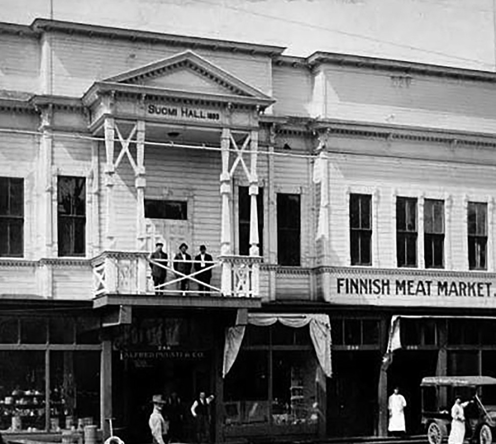 Historic Suomi Hall and Finnish Meat Market storefront