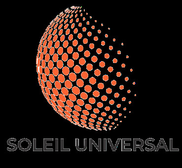 Soleil Universal Research Center Logo: orange dotted globe icon